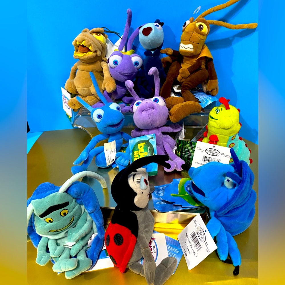 DISNEY EXCLUSIVE NWT VTG 90s BUGS LIFE BEAN BAG PLUSH COMPLETE SET (10) ADORABLE